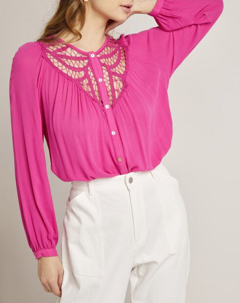 Chemise Londres ajourée fushia