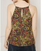 Top Capucine imprimé noir/multicolore