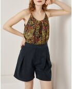 Top Capucine imprimé noir/multicolore