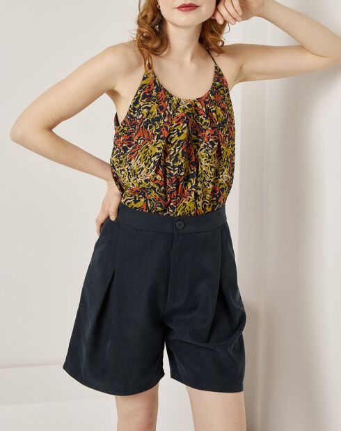 Top Capucine imprimé noir/multicolore