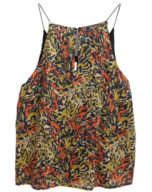 Top Capucine imprimé noir/multicolore