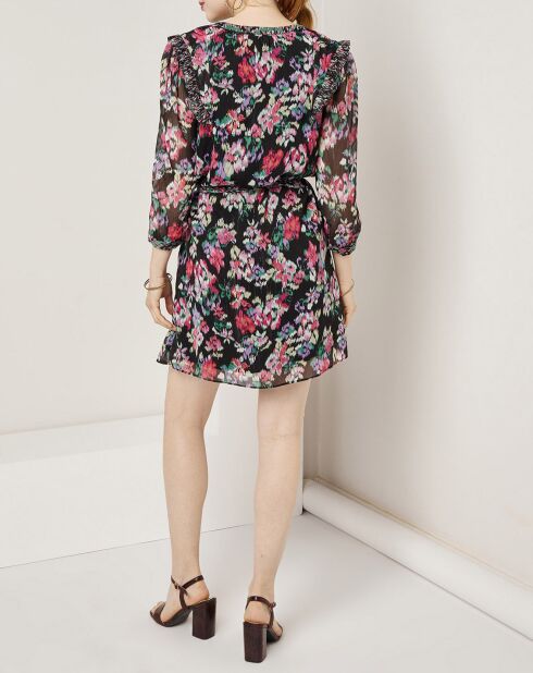 Robe en voile Los Angeles imprimée noir/multicolore