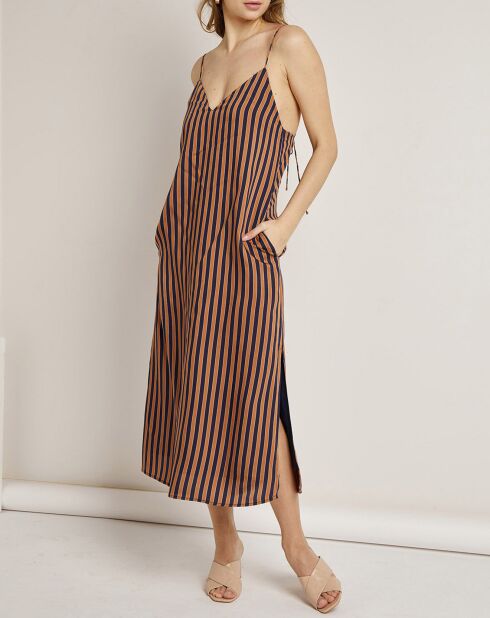 Robe Chloé rayée marron