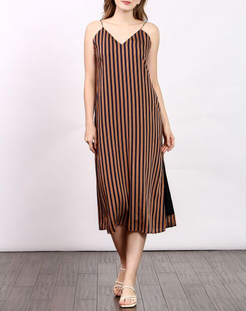 Robe Chloé rayée marron