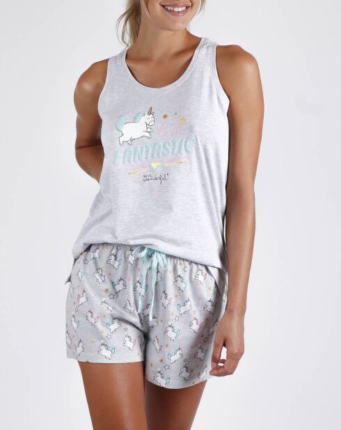 Pyjama Débardeur & Short Amaryllis gris
