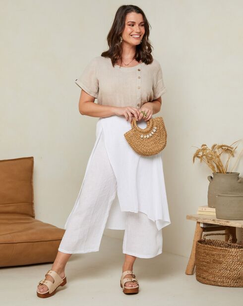 Pantalon 100% Lin Adenise blanc