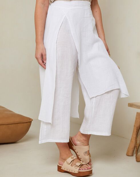 Pantalon 100% Lin Adenise blanc