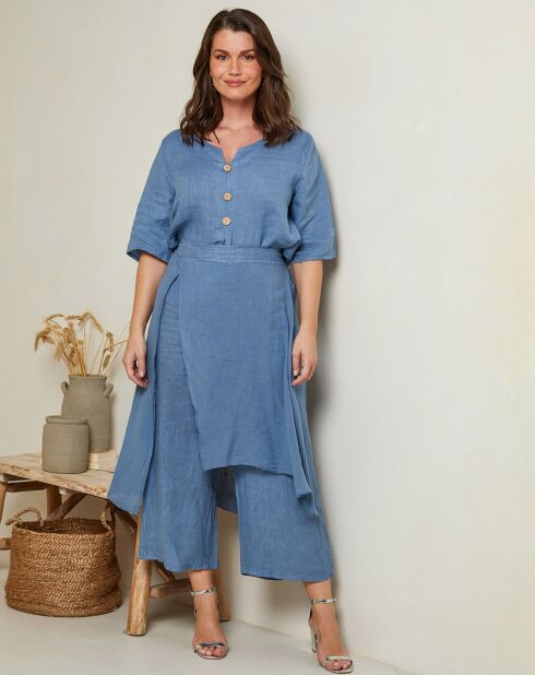 Pantalon 100% Lin  Adenise indigo
