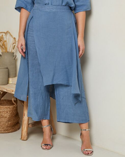 Pantalon 100% Lin  Adenise indigo