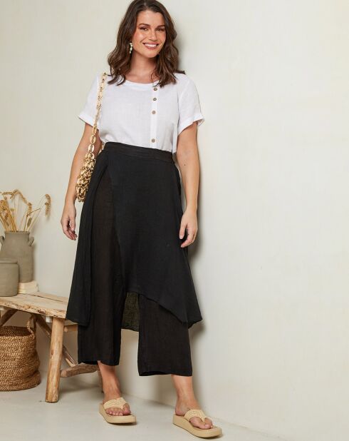 100% linnen Adenise zwarte broek