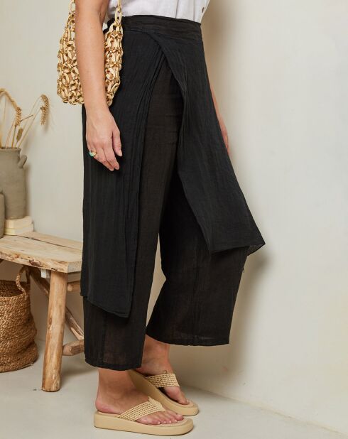 100% linnen Adenise zwarte broek