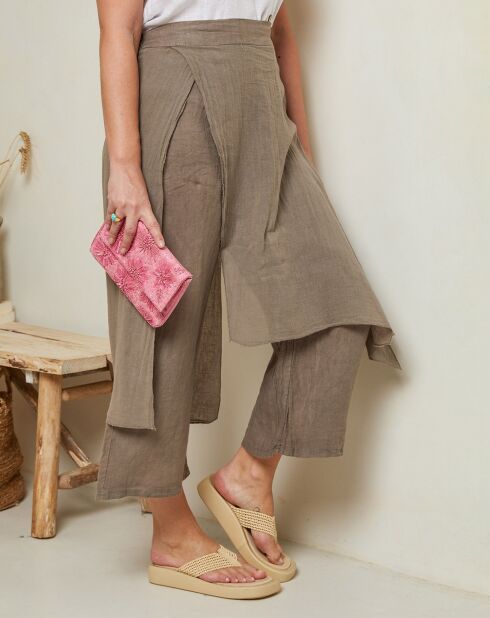 Pantalon 100% Lin Adenise taupe