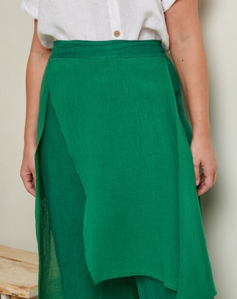 Pantalon 100% Lin Adenise vert