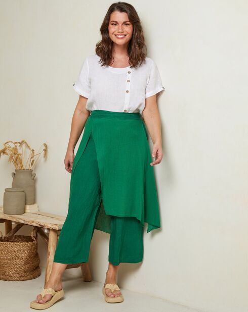Pantalon 100% Lin Adenise vert