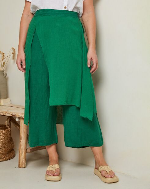 Pantalon 100% Lin Adenise vert