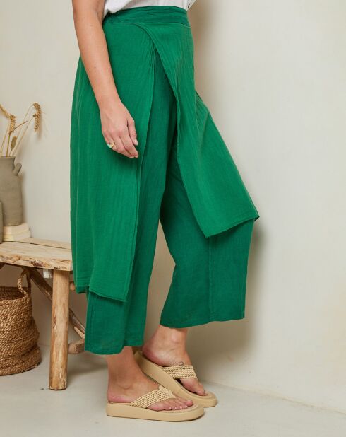 Pantalon 100% Lin Adenise vert