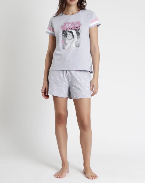 Damaris graues Pyjama-T-Shirt und Shorts