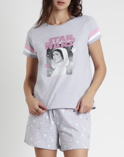 Damaris graues Pyjama-T-Shirt und Shorts