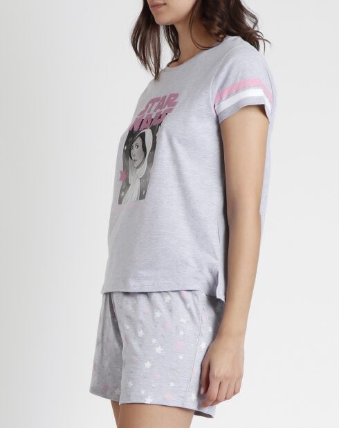 Damaris graues Pyjama-T-Shirt und Shorts