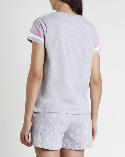 Damaris graues Pyjama-T-Shirt und Shorts