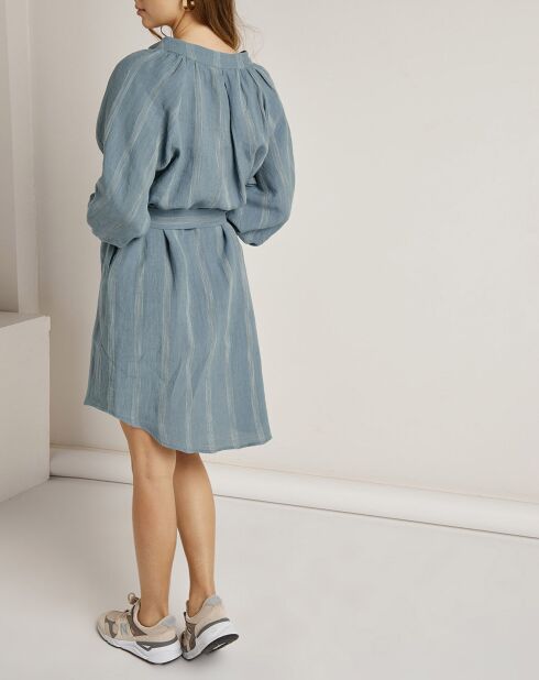 Blaues Kleid Alice aus 100% Leinen