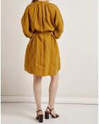 Robe 100% Lin Alice jaune moutarde