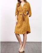 Robe 100% Lin Alice jaune moutarde