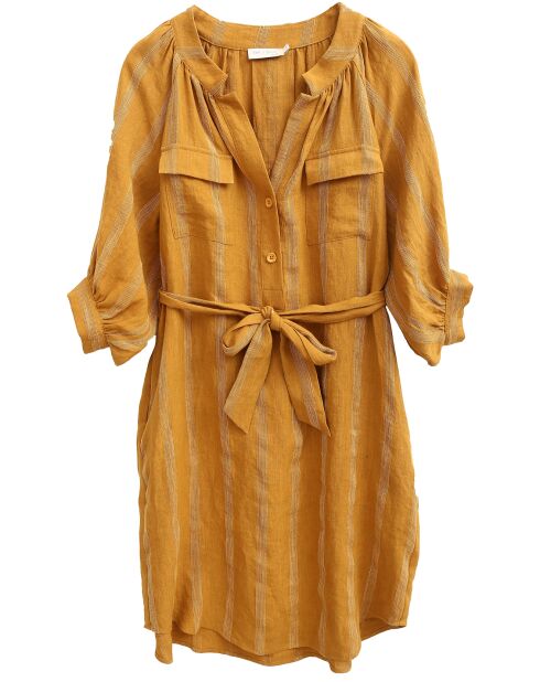 Robe 100% Lin Alice jaune moutarde