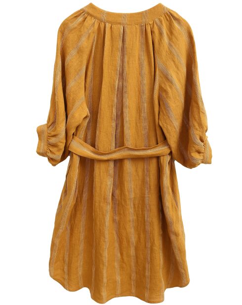 Robe 100% Lin Alice jaune moutarde