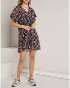 Robe en voile Gaelle imprimée noir/multicolore