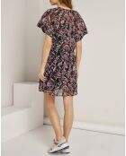 Robe en voile Gaelle imprimée noir/multicolore