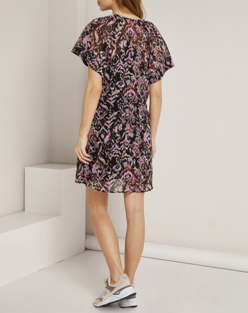 Robe en voile Gaelle imprimée noir/multicolore