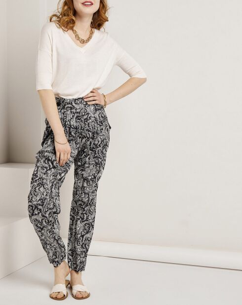 Pantalon satiné Lena imprimé noir