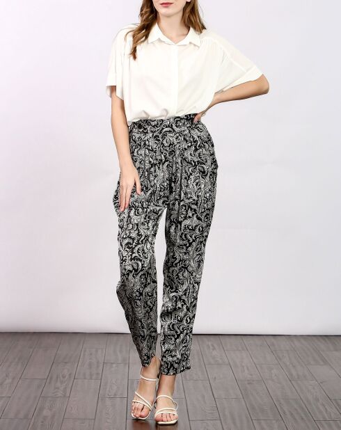 Pantalon satiné Lena imprimé noir