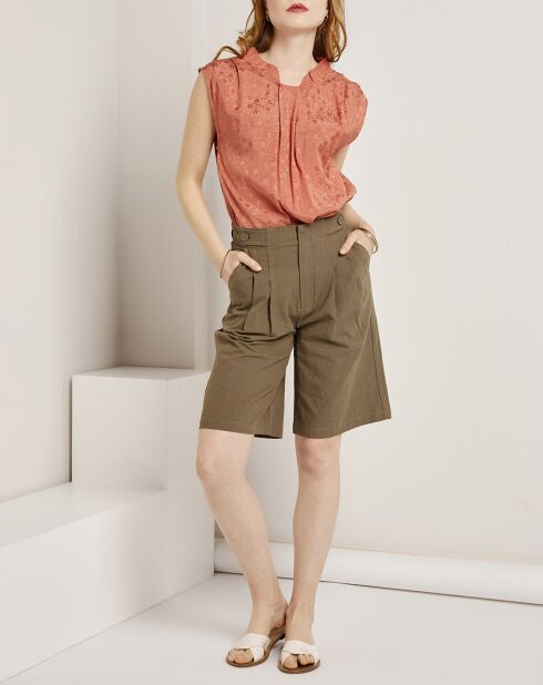 Bermuda en Coton & Lin Zélie kaki