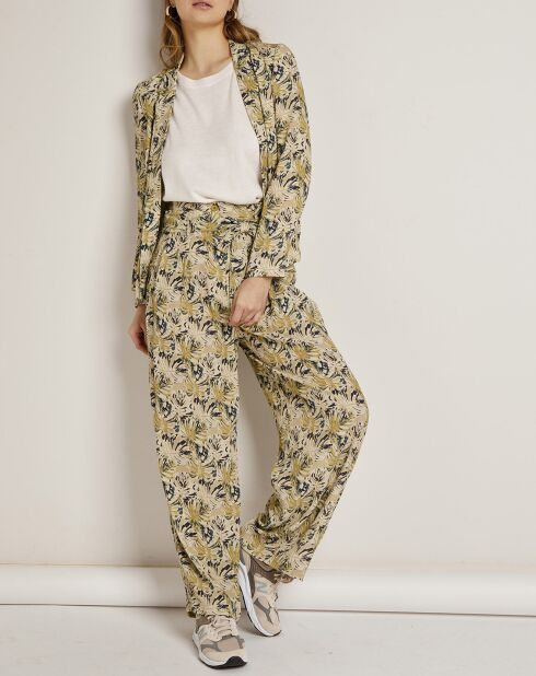 Pantalon ample Agathe imprimé vert