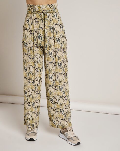 Agathe groene losse broek met print