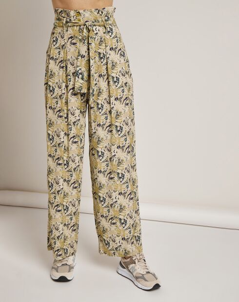Pantalon ample Agathe imprimé vert