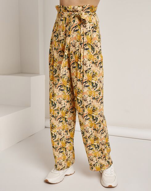 Pantalon ample Agathe imprimé jaune/orange