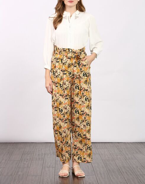 Pantalon ample Agathe imprimé jaune/orange