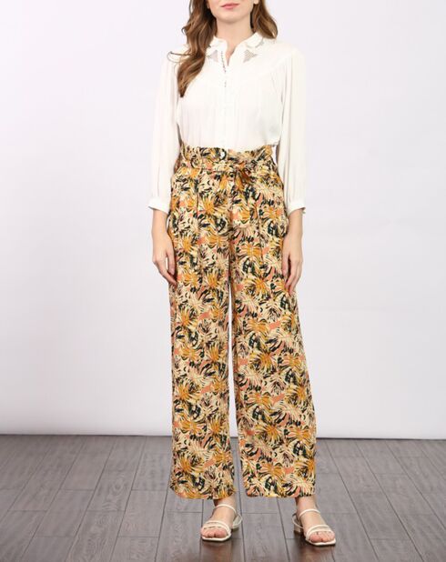 Pantalon ample Agathe imprimé jaune/orange