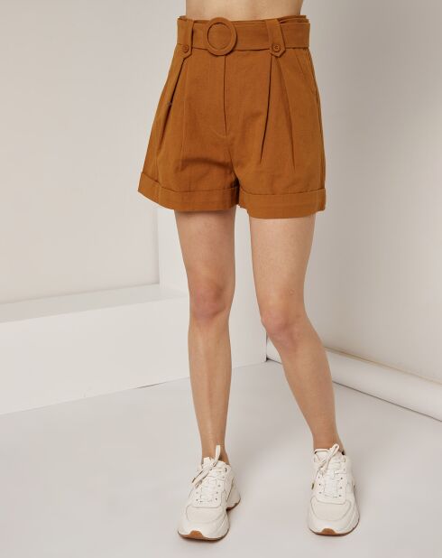 Short en Coton & Lin Charlotte brique