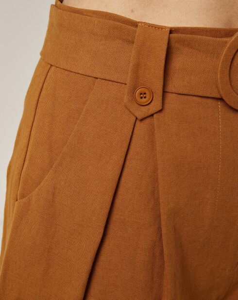Short en Coton & Lin Charlotte brique