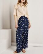 Pantalon ample fluide Julia imprimé  marine