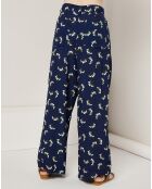Pantalon ample fluide Julia imprimé  marine