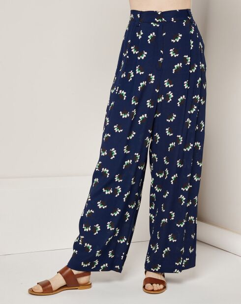 Pantalon ample fluide Julia imprimé  marine