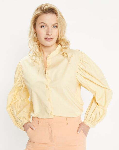 Chemise en Popeline de Coton Pawel jaune clair