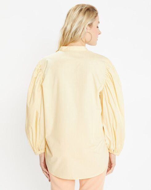 Hellgelbes Pawel Hemd aus Baumwollpopeline