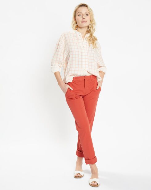 Pantalon Chino en Coton stretch Mistral brique