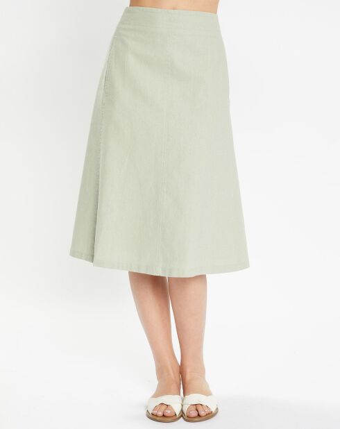Jupe en Lin & Coton Milou évasée vert moyen